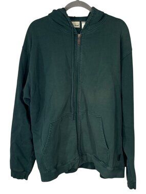 VTG L.L.Bean Jacket Men's Size X-Large Tall Green Hood Full Zip Cotton Bl (READ)